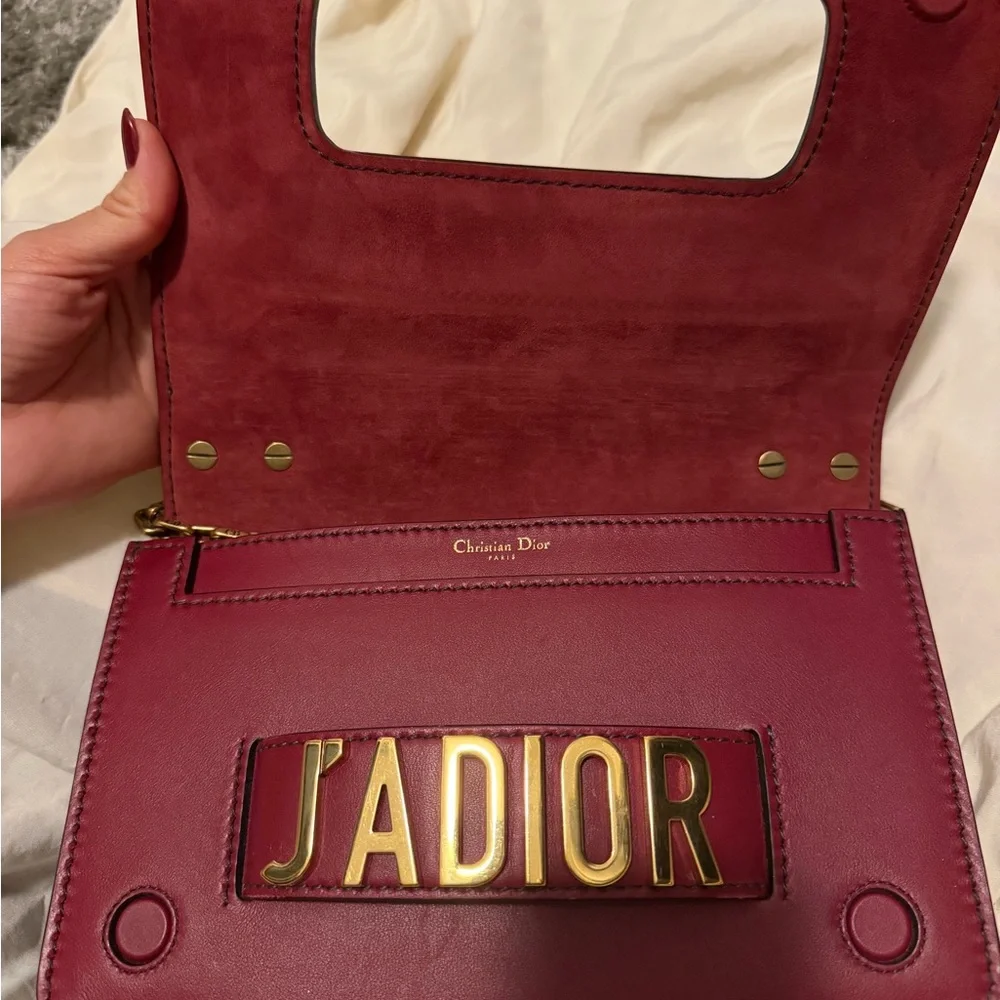 Dior J'Adior Burgundy Leather Crossbody Bag
